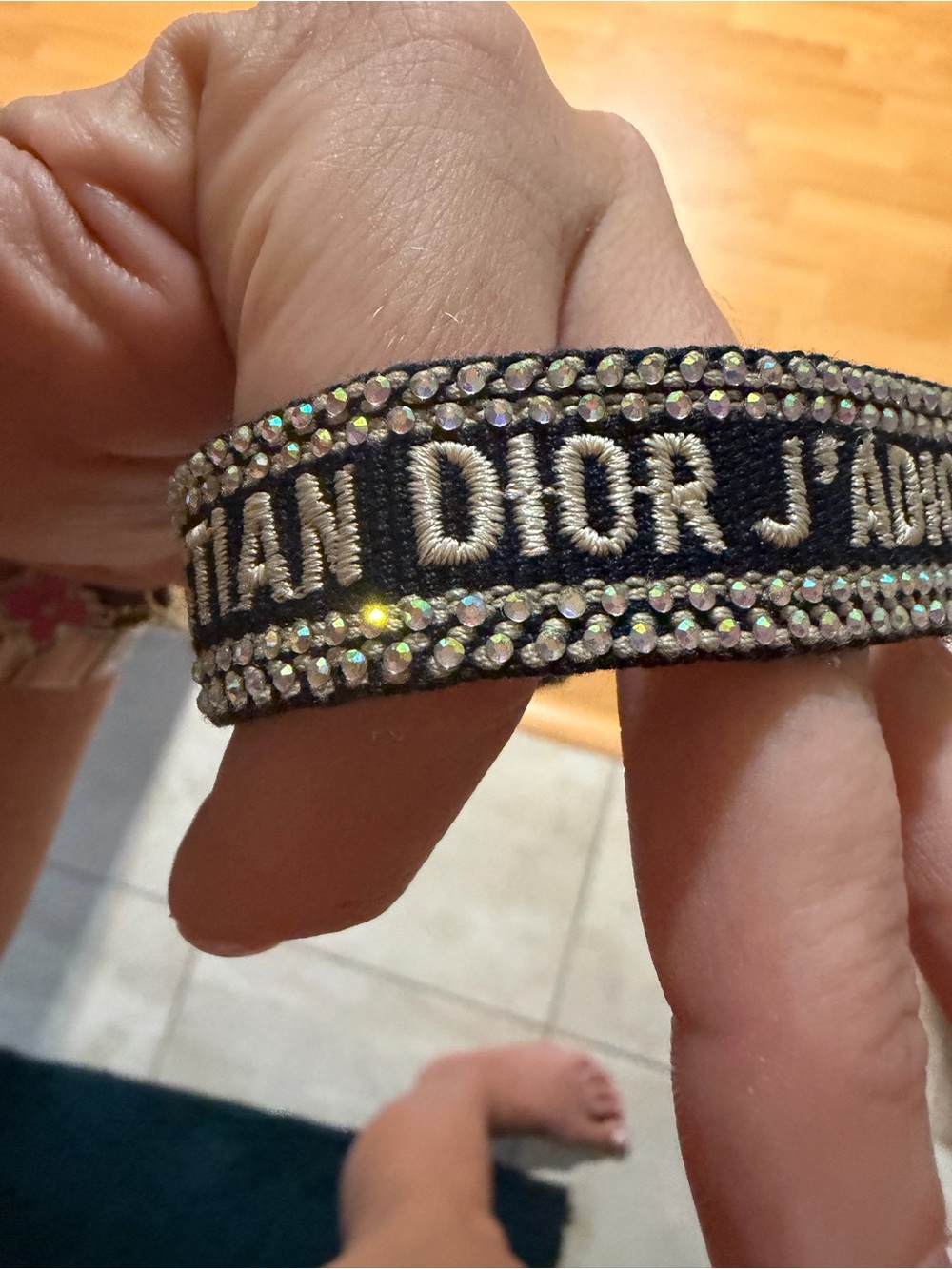 Dior Black and White embellished sparkly Logo Bracelet - Picture 10 of 14